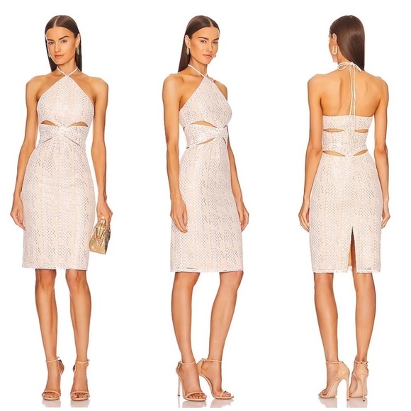 Michael Costello x REVOLVE Smyth Midi Dress in Ivory Size S - Picture 1 of 15